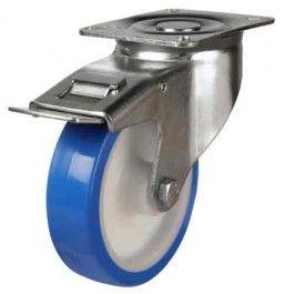 100mm medium duty braked castor elastic poly/nylon wheel