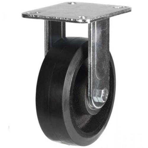 Heavy Duty 100mm Rubber on Cast Iron Fixed Castor - 210kg Load
