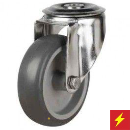 Medium Duty 100mm Non-Marking Anti-Static Rubber Swivel Castor - 80kg Load