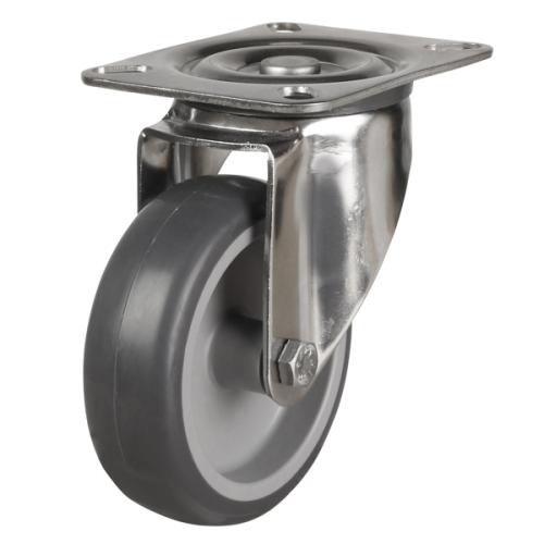 Medium Duty 100mm Synthetic Non-Marking Rubber Swivel Castor - 80kg Load