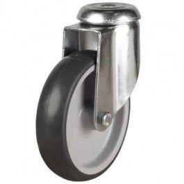 100mm Synthetic Non-Marking Rubber Bolt Hole Castor Up To 90kg Capacity