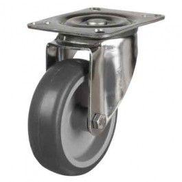 100mm medium duty Stainless Steel swivel castor Synthetic Tyre Non-Marking wheel