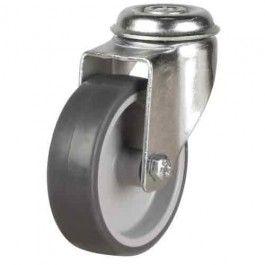 100mm Synthetic Non-Marking Rubber Bolt Hole Castor Up To 75kg Capacity