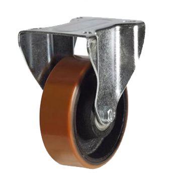 Heavy Duty 125mm Polyurethane on Cast Iron Fixed Castor - 350kg Load