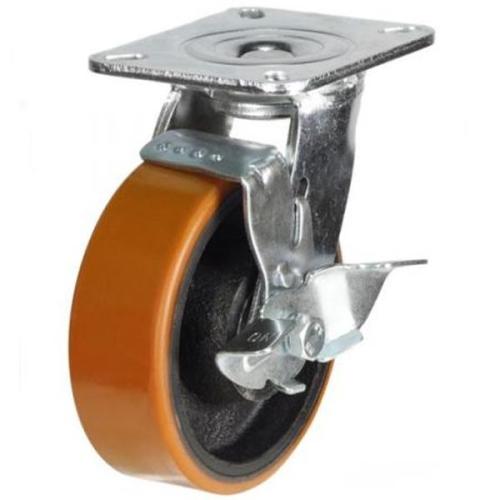 Heavy Duty 125mm Polyurethane on Cast Iron Swivel Castor - 500kg Load