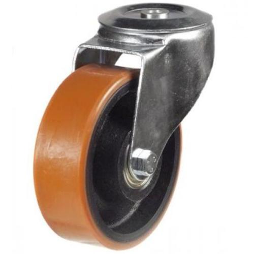 Medium Duty 125mm Polyurethane on Cast Iron Swivel Castor - 270kg Load