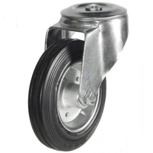 Medium Duty 125mm Rubber on Steel Swivel Castor - 100kg Load