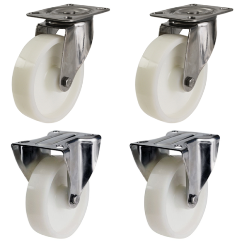 125mm Nylon Castors - 2 Swivel & 2 Fixed (Set of 4)