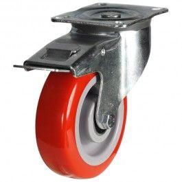 125mm medium duty braked castor poly/nylon wheel