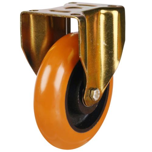 Heavy Duty 125mm Polyurethane on Cast Iron Fixed Castor - 400kg Load