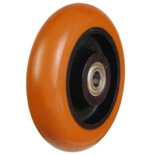 125mm / 400kg Round Profile Polyurethane on Cast Iron Core Wheel