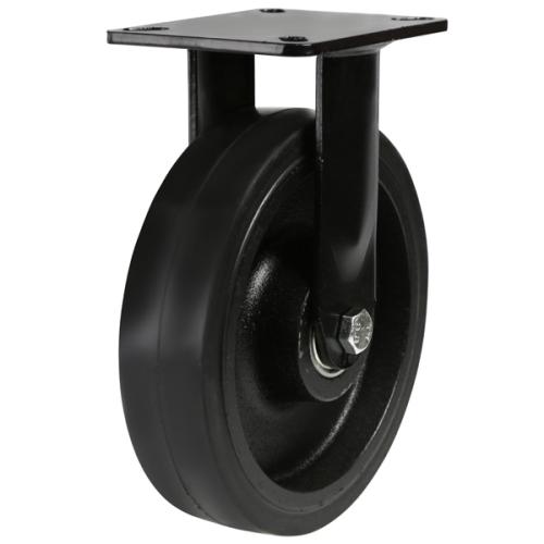 Heavy Duty 125mm Rubber on Cast Iron Fixed Castor - 275kg Load