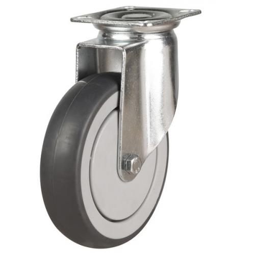 125mm Synthetic Non-Marking Rubber Swivel Castor Up To 110kg Capacity