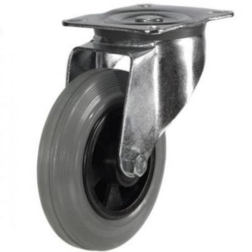 125mm medium duty swivel castor grey rubber wheel