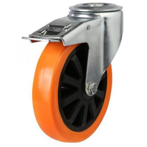 Medium Duty 150mm Polyurethane on Nylon Swivel Braked Castor - 350kg Load