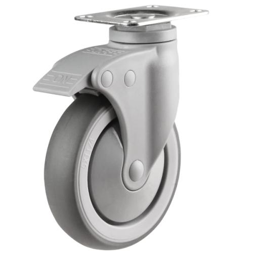 Light Duty 150mm Synthetic Non-Marking Rubber Swivel Braked Castor - 110kg Load
