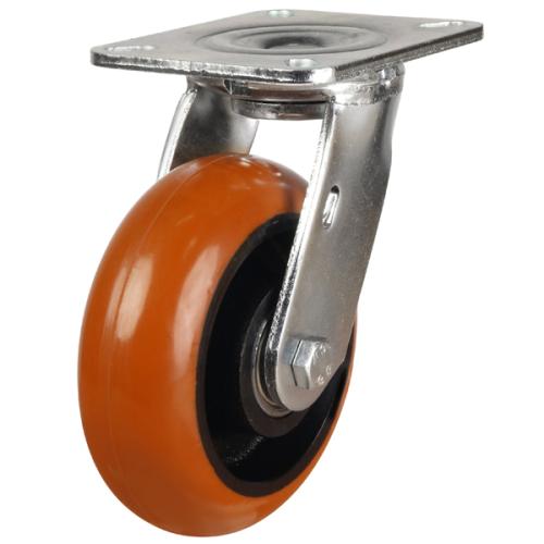 Heavy Duty 150mm Polyurethane on Cast Iron Swivel Castor - 500kg Load