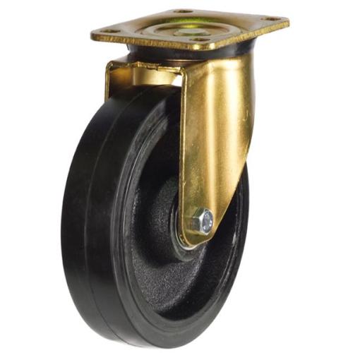 Heavy Duty 150mm Rubber on Cast Iron Swivel Castor - 400kg Load