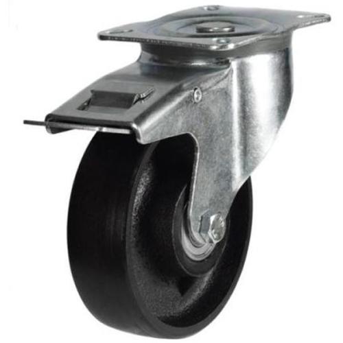 Medium Duty 150mm Cast Iron Swivel Braked Castor - 350kg Load