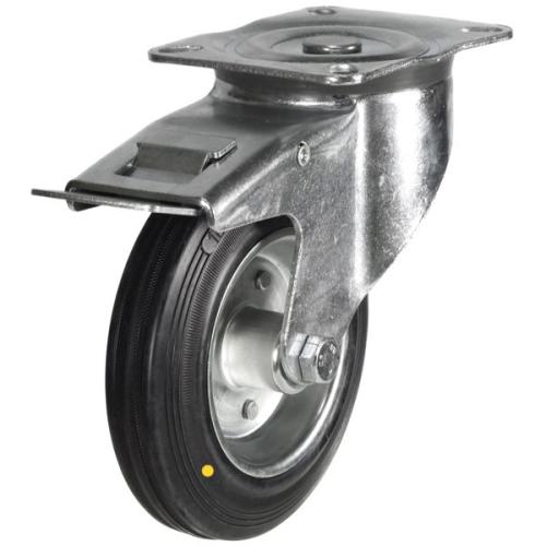 Medium Duty 160mm Anti-Static Rubber Swivel Braked Castor - 175kg Load