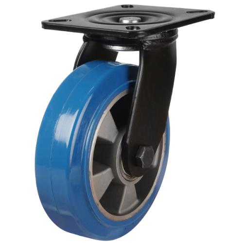 Heavy Duty 160mm Elastic Polyurethane on Aluminium Swivel Castor - 500kg Load