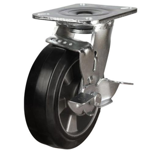 Heavy Duty 160mm Elastic Rubber on Aluminium Swivel Castor - 350kg Load