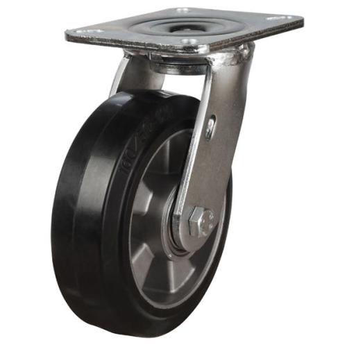 Heavy Duty 160mm Elastic Rubber on Aluminium Swivel Castor - 350kg Load