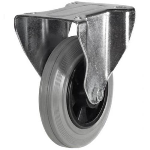 Medium Duty 160mm Non-Marking Grey Rubber Fixed Castor - 175kg Load