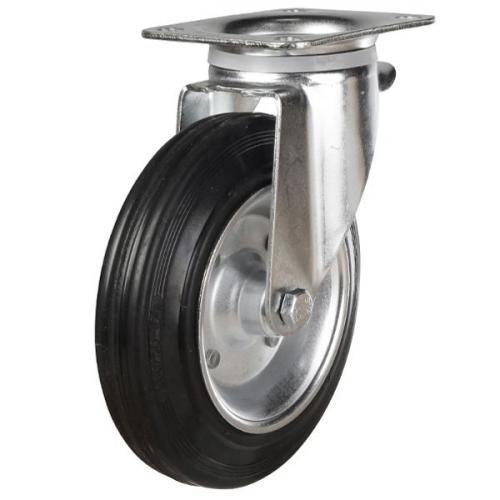 160mm Rubber Tyre On Steel Disk Centre Swivel Castors