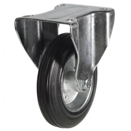 Heavy Duty 160mm Rubber on Steel Fixed Castor - 175kg Load