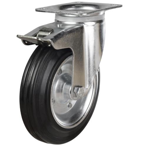 Heavy Duty 160mm Rubber on Steel Swivel Castor - 175kg Load