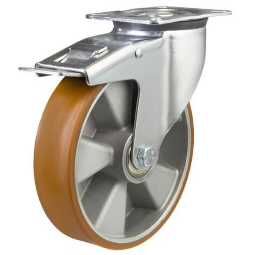 160mm medium duty braked castor poly/alley wheel