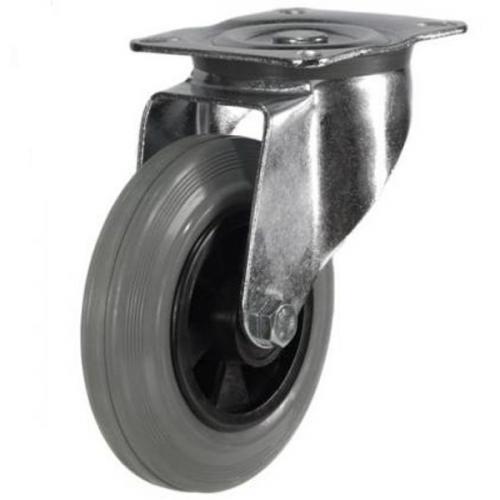 160mm medium duty swivel castor grey rubber wheel