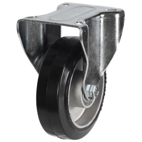 Medium Duty 200mm Elastic Rubber on Aluminium Fixed Castor - 350kg Load