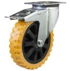Medium Duty 200mm Polyurethane on Nylon Swivel Braked Castor - 350kg Load