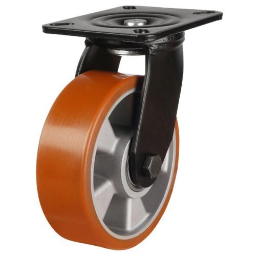 Heavy Duty 200mm Polyurethane on Aluminium Swivel Castor - 500kg Load
