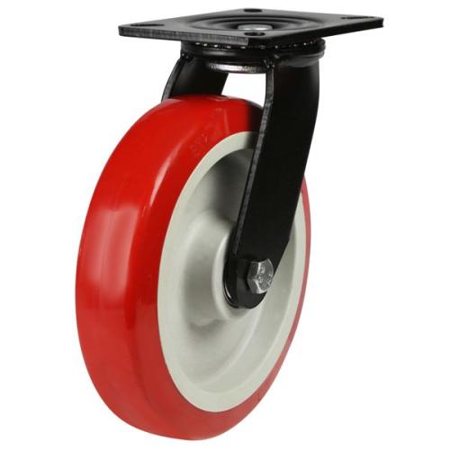 Heavy Duty 200mm Polyurethane on Nylon Swivel Castor - 500kg Load