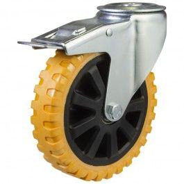 Medium Duty 200mm Polyurethane on Nylon Swivel Braked Castor - 350kg Load