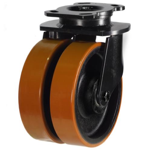 Extra Heavy Duty 200mm Polyurethane on Cast Iron Swivel Castor - 1500kg Load