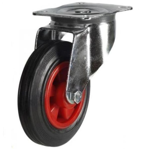 Medium Duty 200mm Rubber on Plastic Swivel Castor - 205kg Load