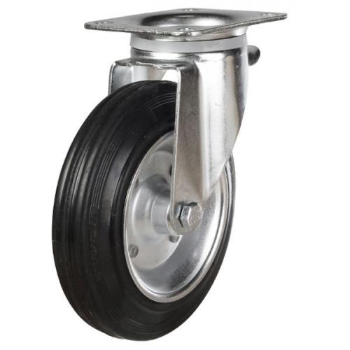 200mm Rubber Tyre On Steel Disk Centre & Rubber Tyre On Plastic Swivel Castors