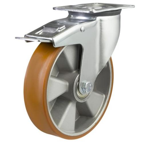 200mm medium duty braked castor poly/alley wheel