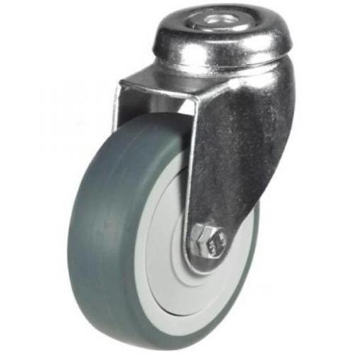 50mm Grey Non-Marking Rubber Bolt Hole Castor Up To 40kg Capacity
