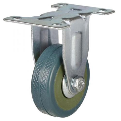 Light Duty 50mm Non-Marking Grey Rubber Fixed Castor - 40kg Load