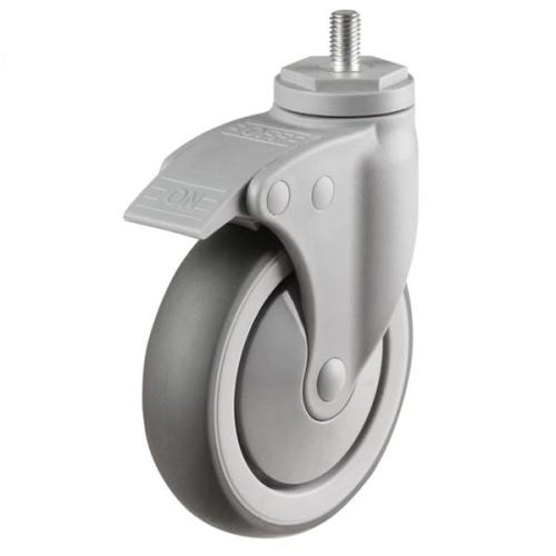 Light Duty 75mm Synthetic Non-Marking Rubber Swivel Braked Castor - 75kg Load