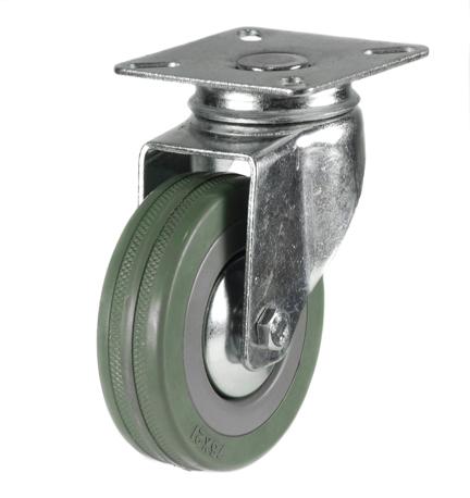 Light Duty 75mm Non-Marking Grey Rubber Swivel Castor - 50kg Load