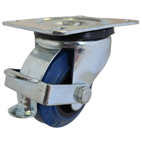 Medium Duty 75mm Non-Marking Rubber Swivel Braked Castor - 125kg Load