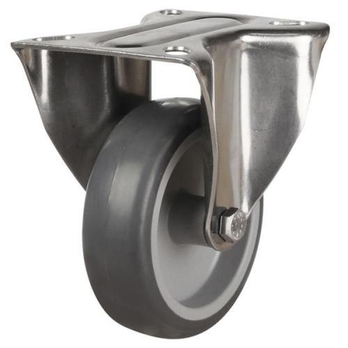Medium Duty 80mm Synthetic Non-Marking Rubber Fixed Castor - 60kg Load