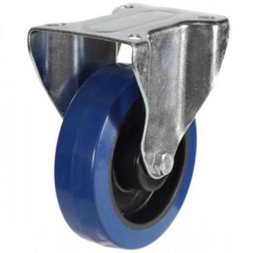 80mm Blue Elastic Rubber Fixed Castor Up To 150kg Capacity
