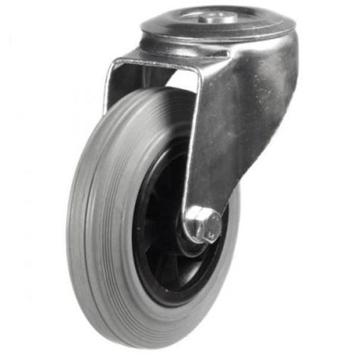 Medium Duty 80mm Non-Marking Grey Rubber Swivel Castor - 65kg Load